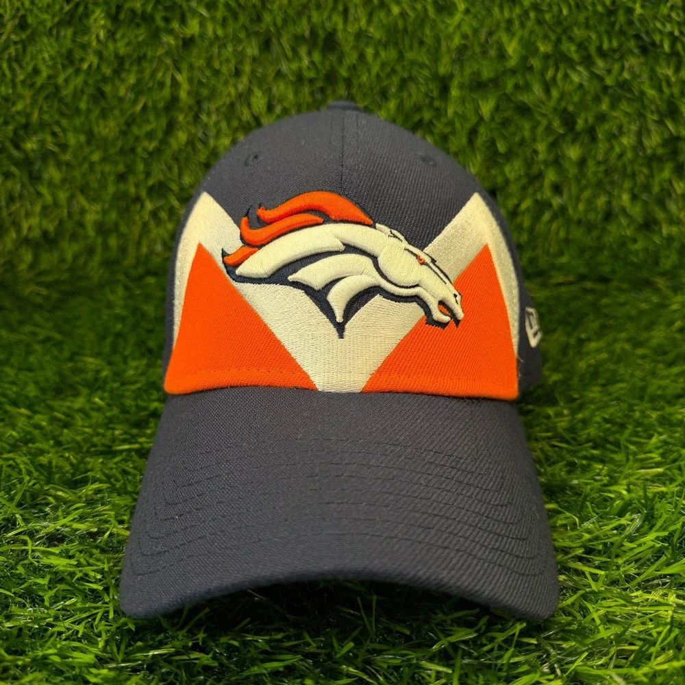 Denver‎ Broncos New Era 39THIRTY Hat Mens Medium Large Navy Blue NFL 100 Cap